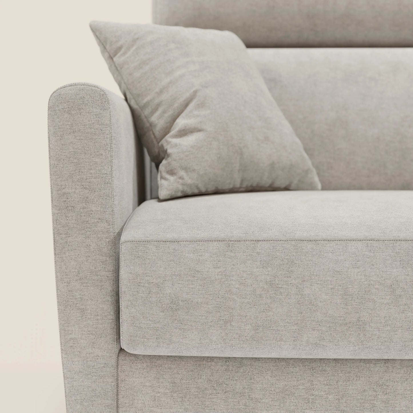 Francy divano letto angolare sfoderabile - penisola contenitore e poggiatesta reclinabili in tessuto smacchiabile T17 bianco