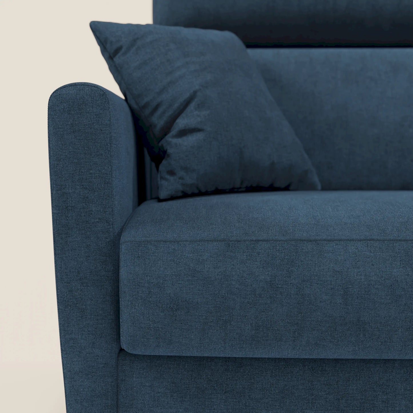 Francy divano letto angolare sfoderabile - penisola contenitore e poggiatesta reclinabili in tessuto smacchiabile T17 blu