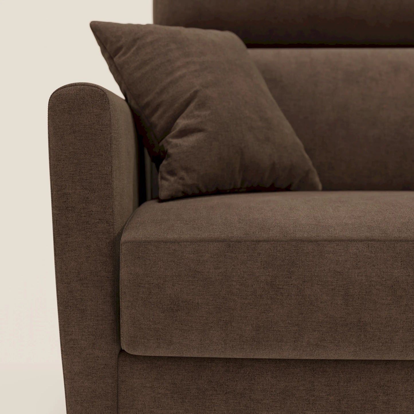 Francy divano letto angolare sfoderabile - penisola contenitore e poggiatesta reclinabili in tessuto smacchiabile T17 marrone