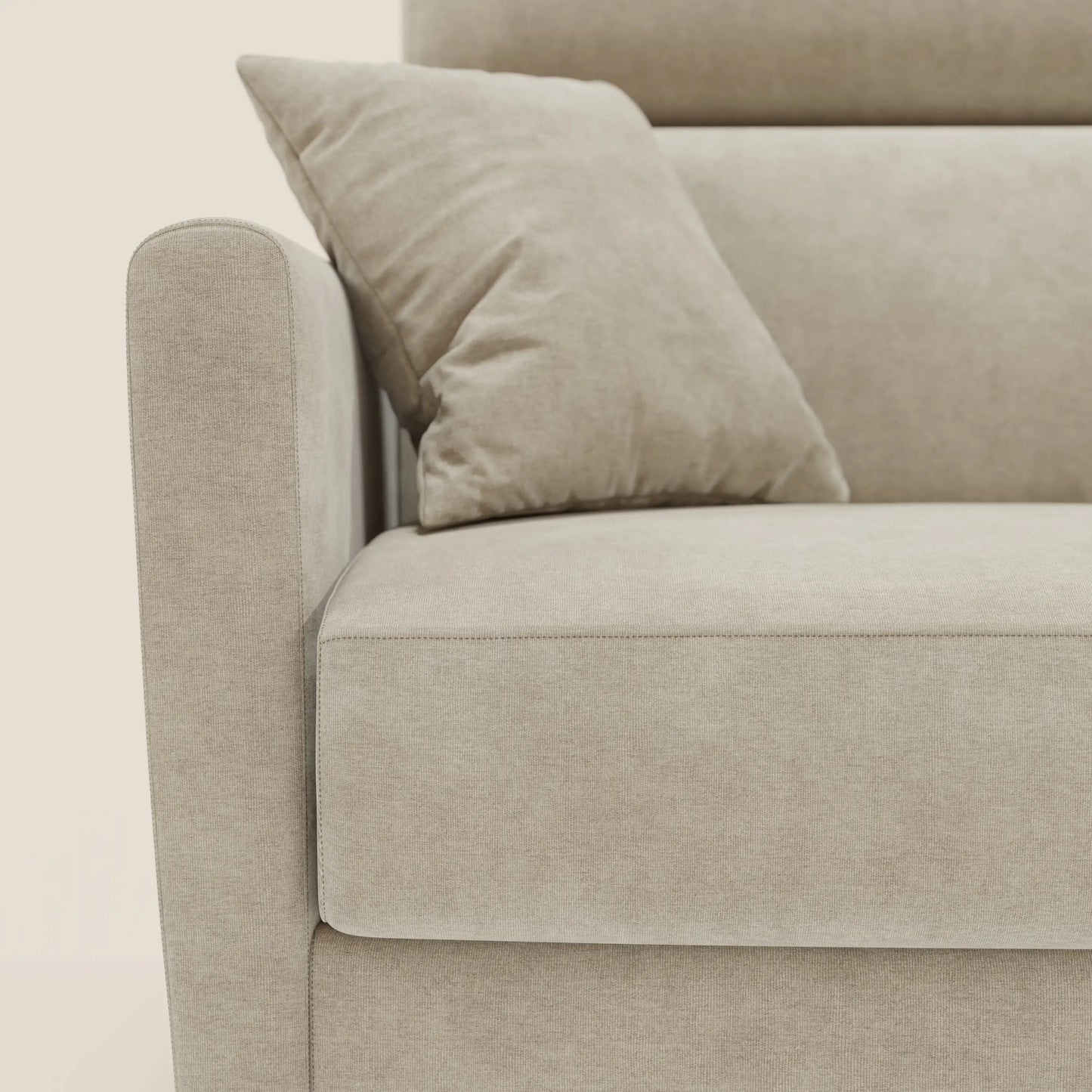 Francy divano letto angolare sfoderabile - penisola contenitore e poggiatesta reclinabili in tessuto smacchiabile T17 panna