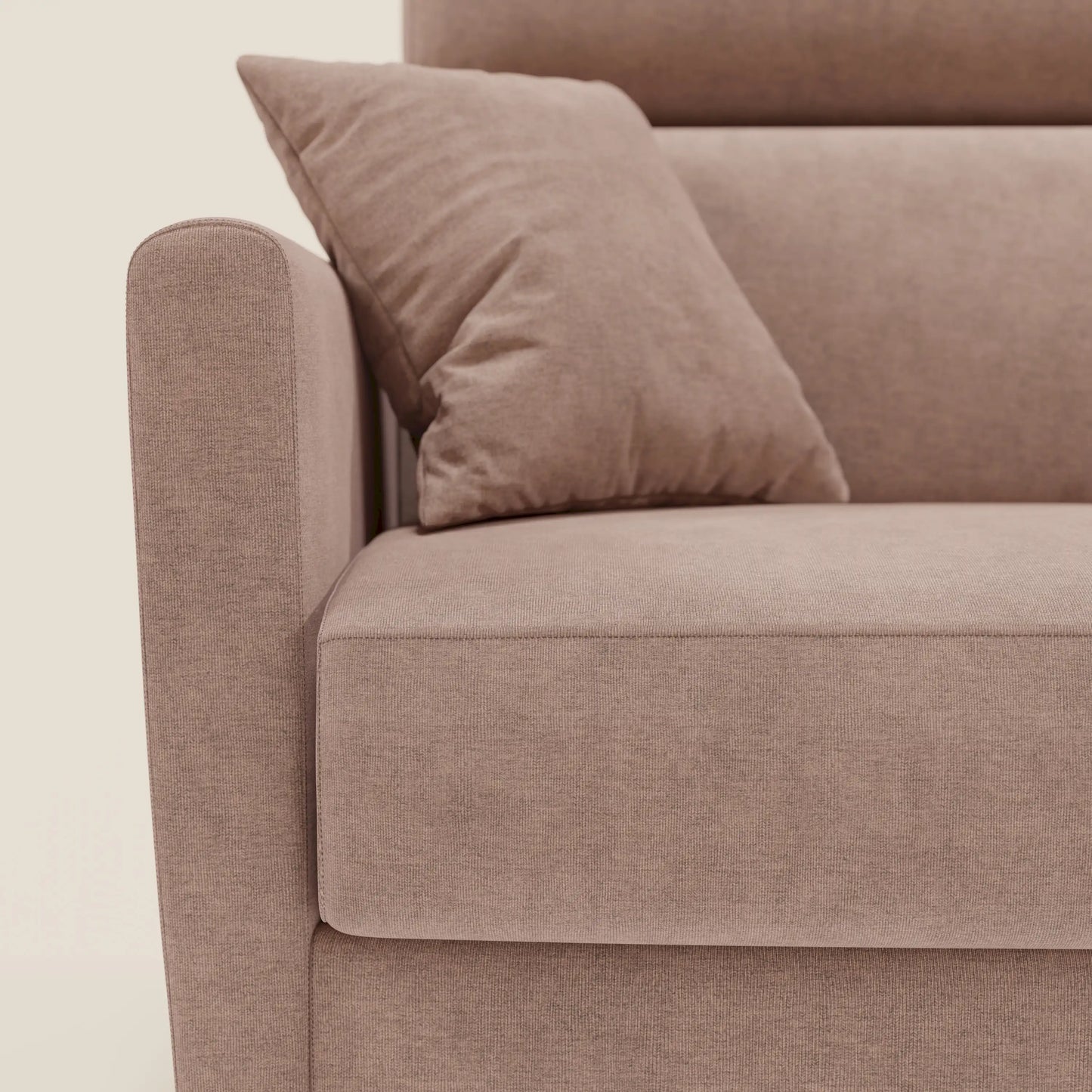 Francy divano letto angolare sfoderabile - penisola contenitore e poggiatesta reclinabili in tessuto smacchiabile T17 rosa