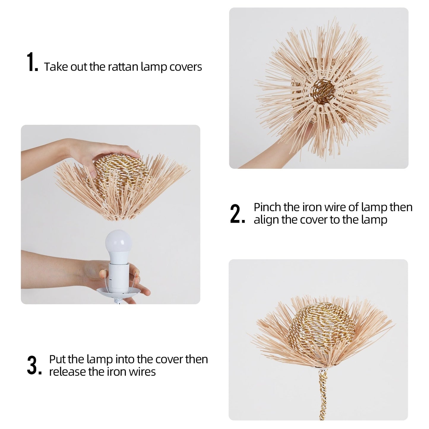 Floor Lamp Pastoral with Hand-Woven Flower Rattan LED Night Light - 10.83” W x 51.18” H