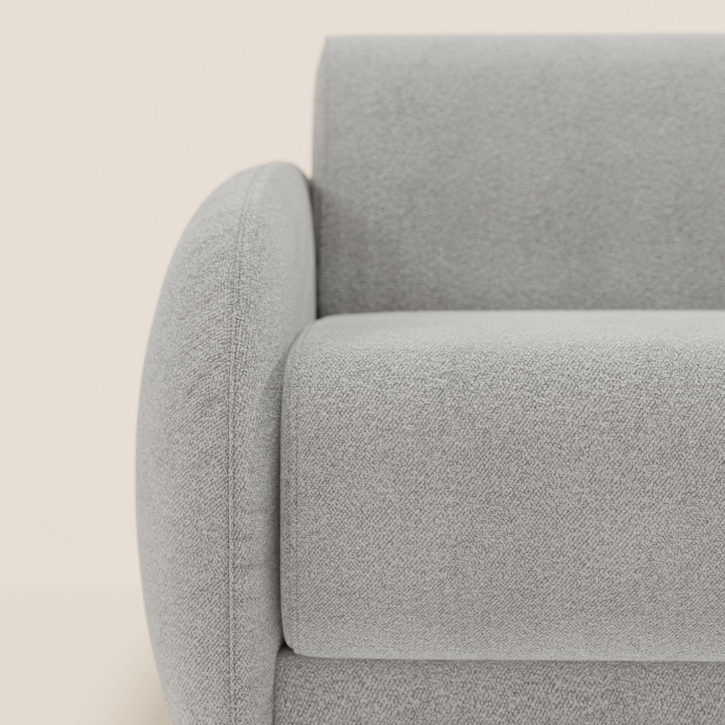 Giglio divano letto angolare con materasso alto 18 cm e penisola contenitore in morbido bouclé impermeabile T07 grigio