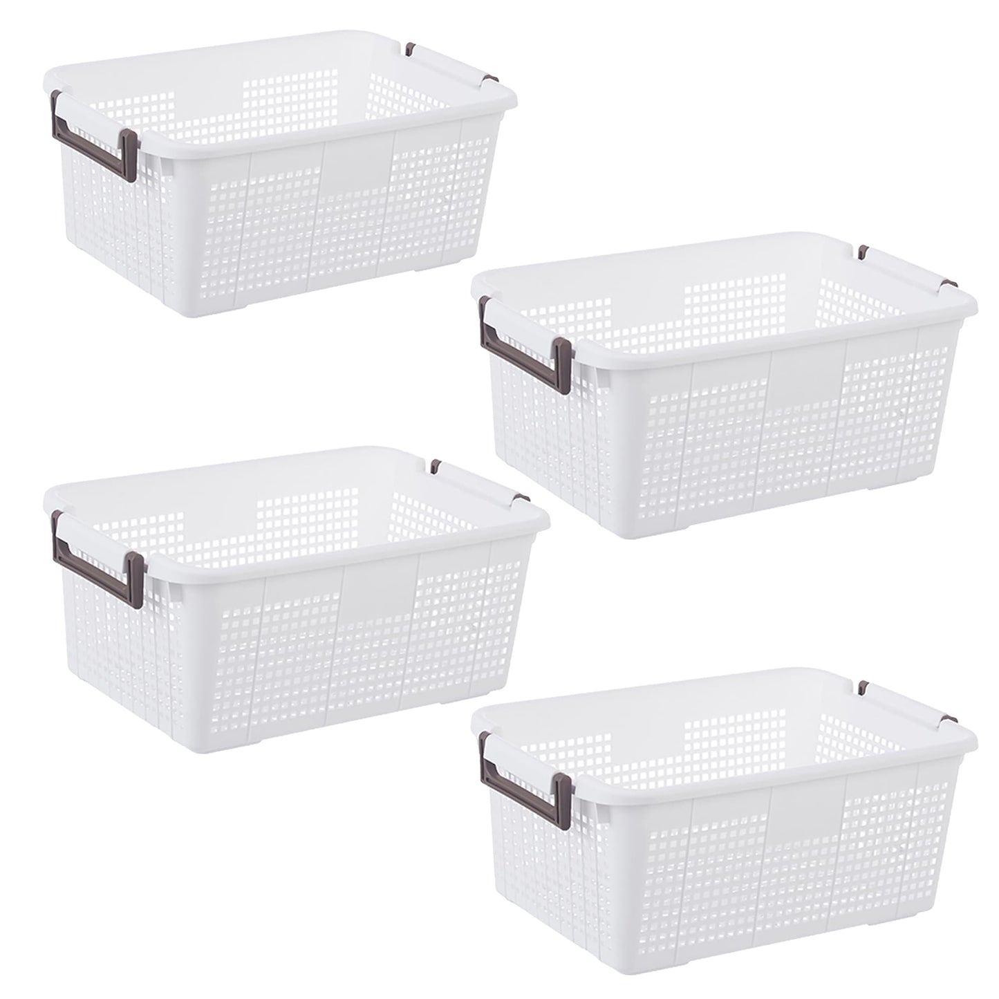 HANAMYA Stackable Storage Basket Organizer with Handle | Storage Bin, Set of 4