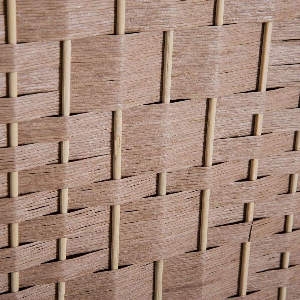 HomCom 6' Tall Wicker Weave Three Panel Room Divider Privacy Screen - Natural Blonde Wood