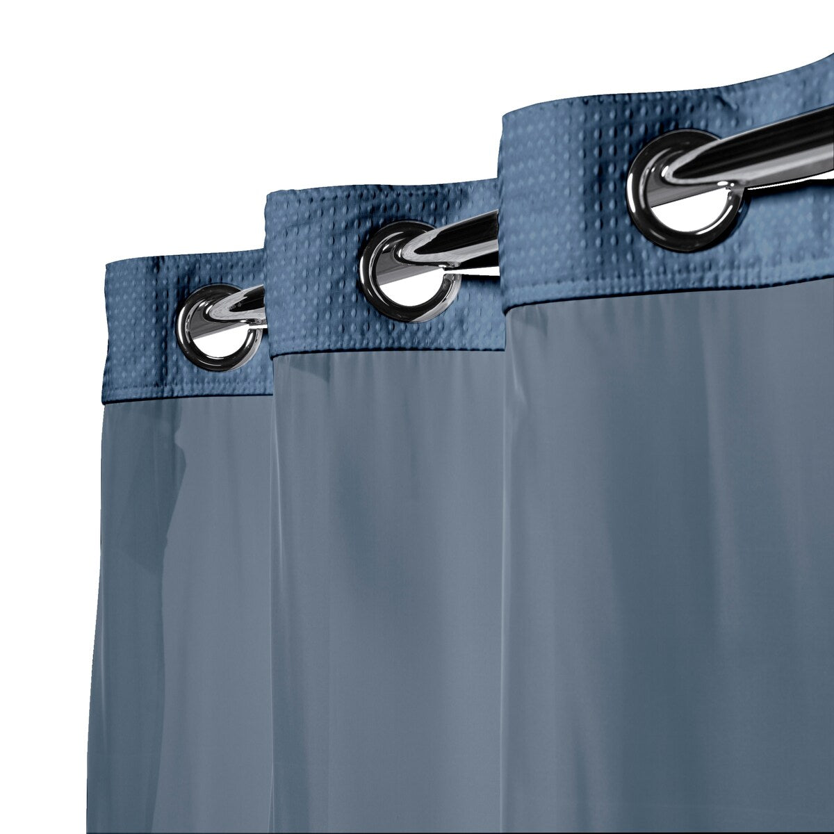 Hookless Waffle 3-in-1 Shower Curtain with Sheer Top Window, Flex-on Rings & Fabric Liner