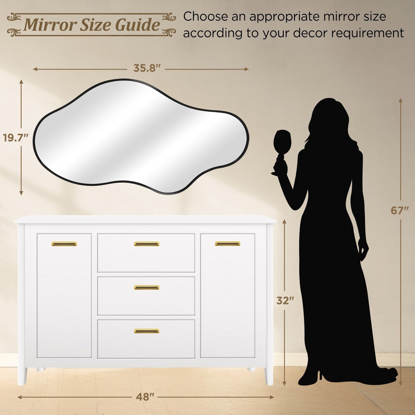 Irregular Wall Mirror Decorative Asymmetrical Wall Mirror