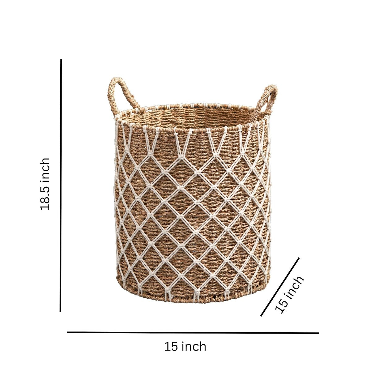 Isidore Round Water Hyacinth Seagrass Woven Basket for Home Storage