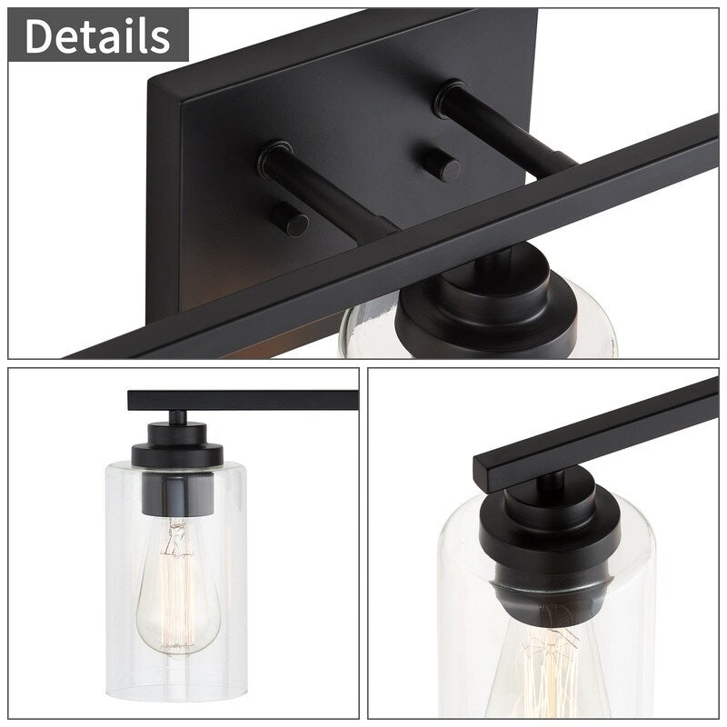 KAWOTI 3 Light Bathroom Vanity Light with Clear Glass Shade