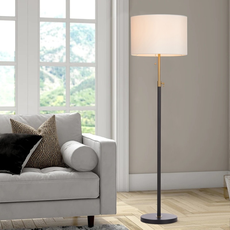 KAWOTI 65inch Modern Adjustable Standard Floor Lamp with White Drum Shade