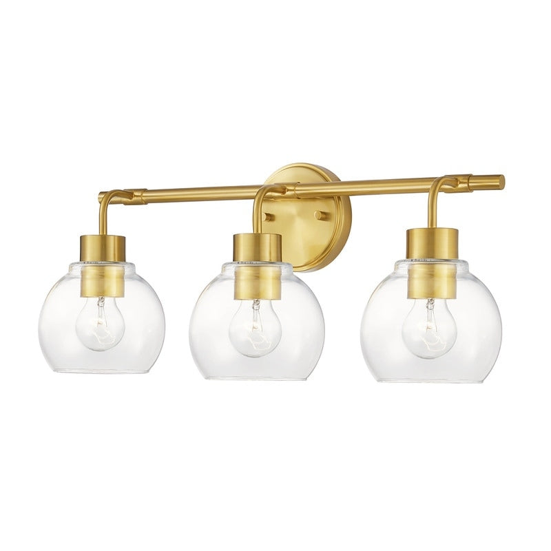 KAWOTI Dimmable Bathroom Vanity Light with Clear Glass Shades