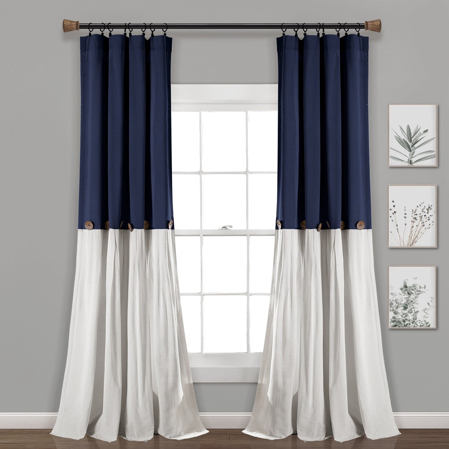 Lush Decor Linen Button Single Panel Window Curtain
