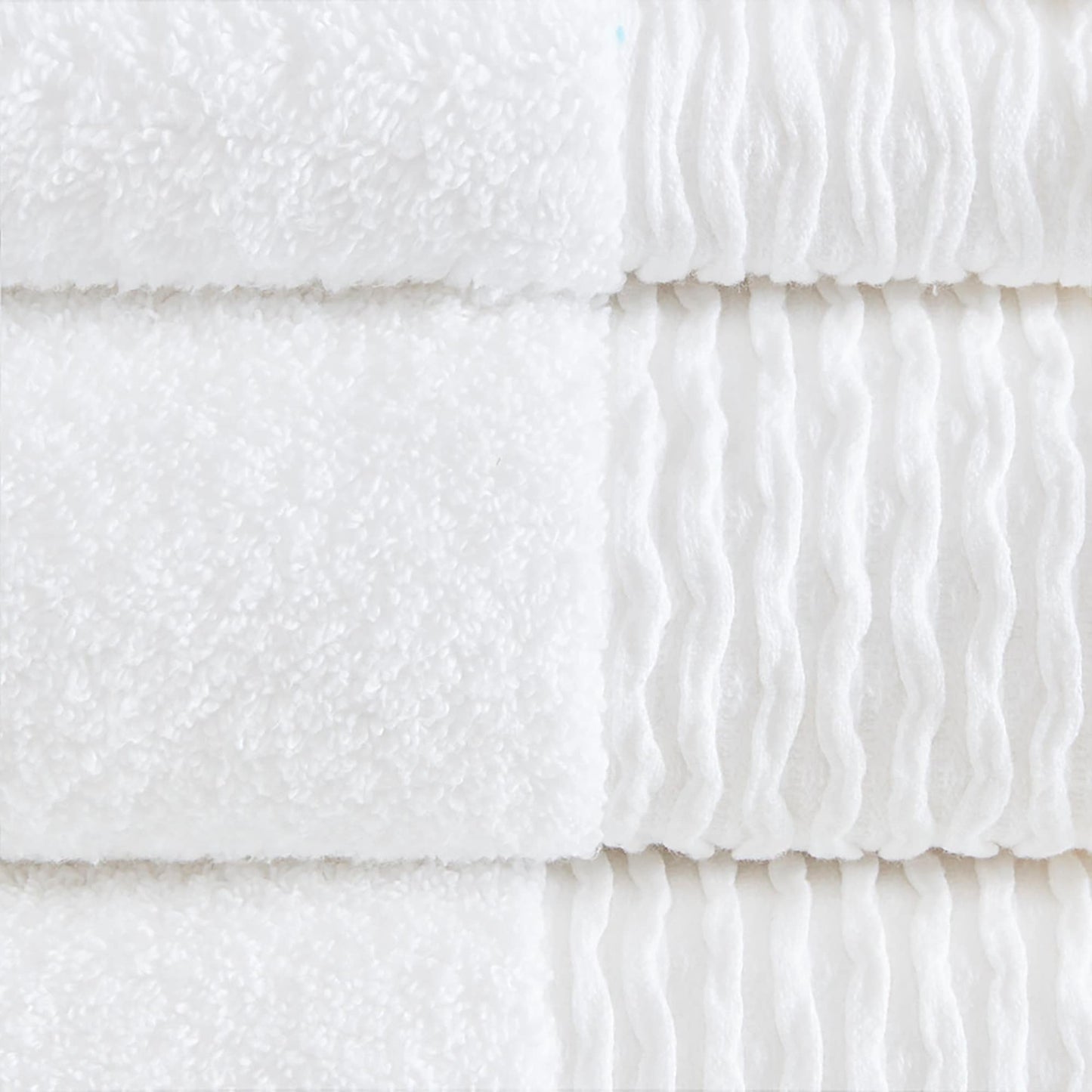 Madison Park Aer Jacquard Wavy Border Zero Twist Antimicrobial Cotton Towel Set