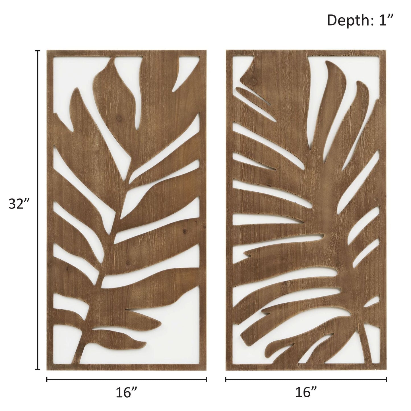 Madison Park Birch Palms Birch Botanical Two-tone Wood Panel Wall Decor Set