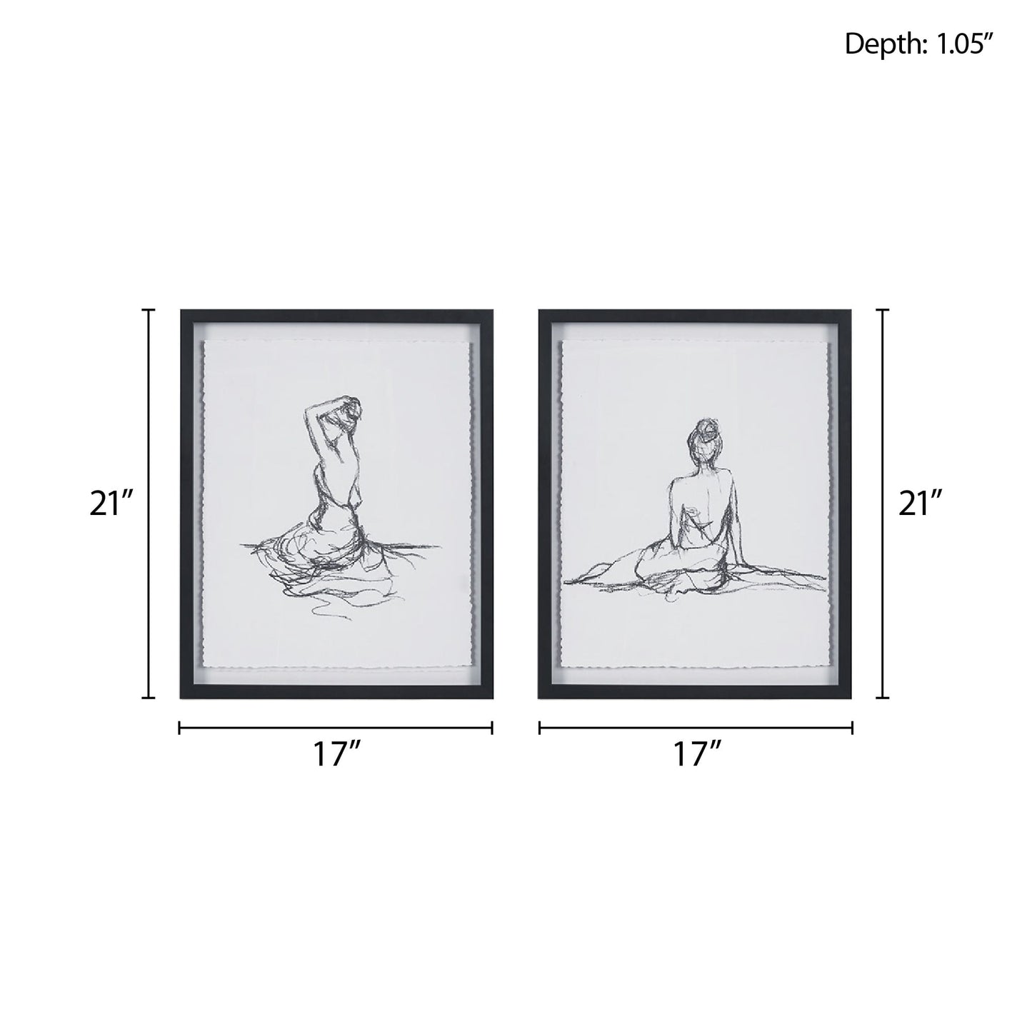 Madison Park Feminine Figures Sketch 2-piece Framed Glass and Matted Wall Art Set