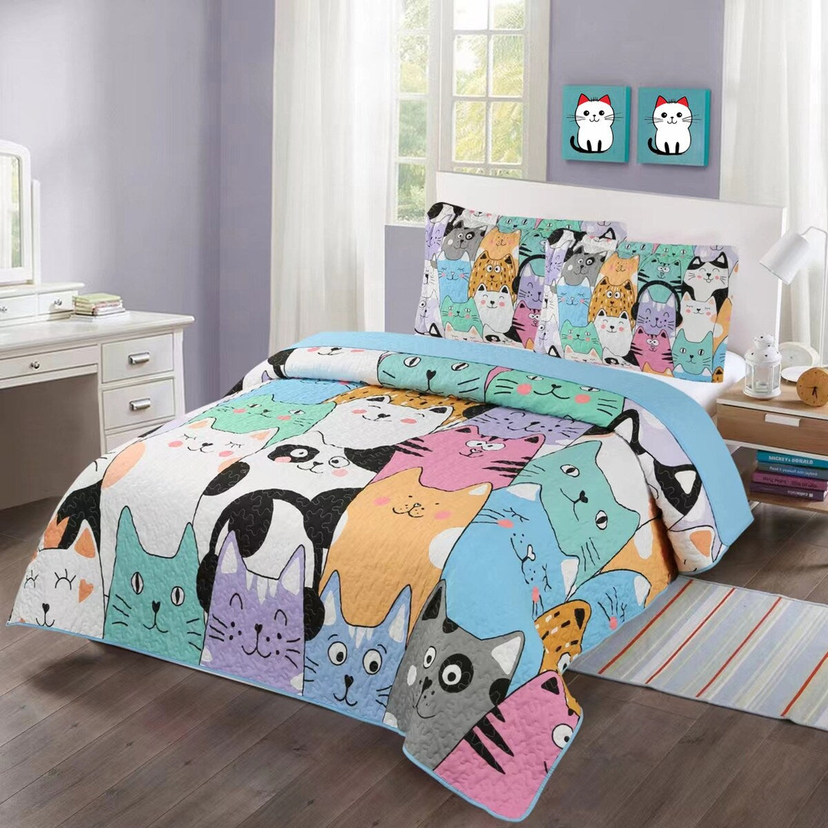 MarCielo Kids Quilt Bedspread Set Cat WX202