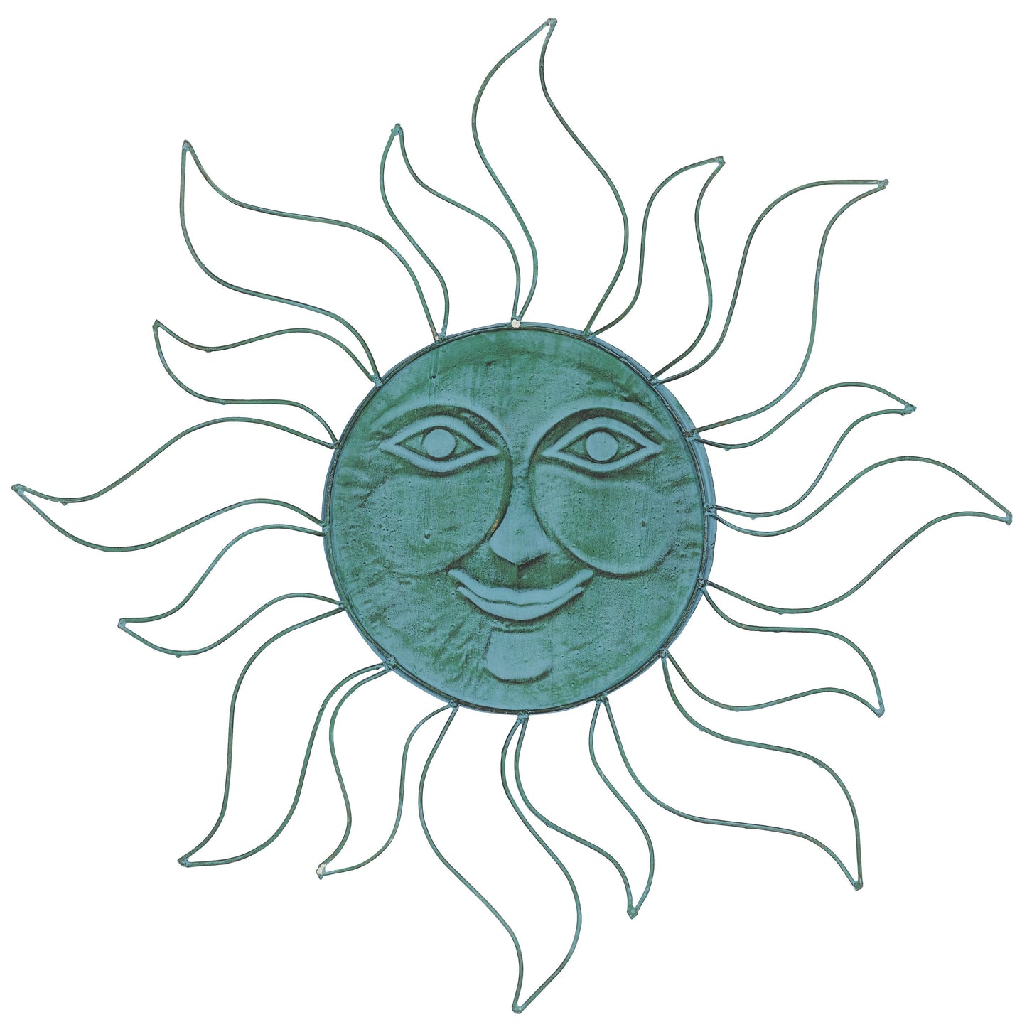 Metal Sun Indoor Outdoor Home Wall Decor with Wire Frame - Teal - Roche River Decor