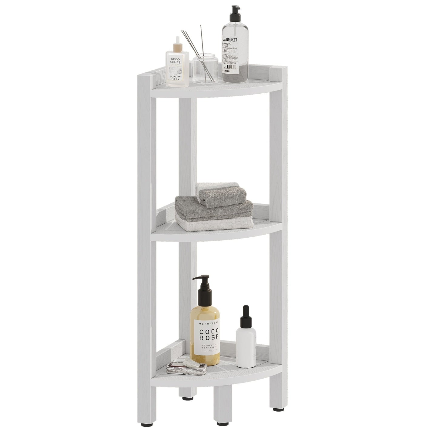 Moasis Bathroom 3-Tier Corner Shelf Corner Stool Poly Lumber Shelf Organizer