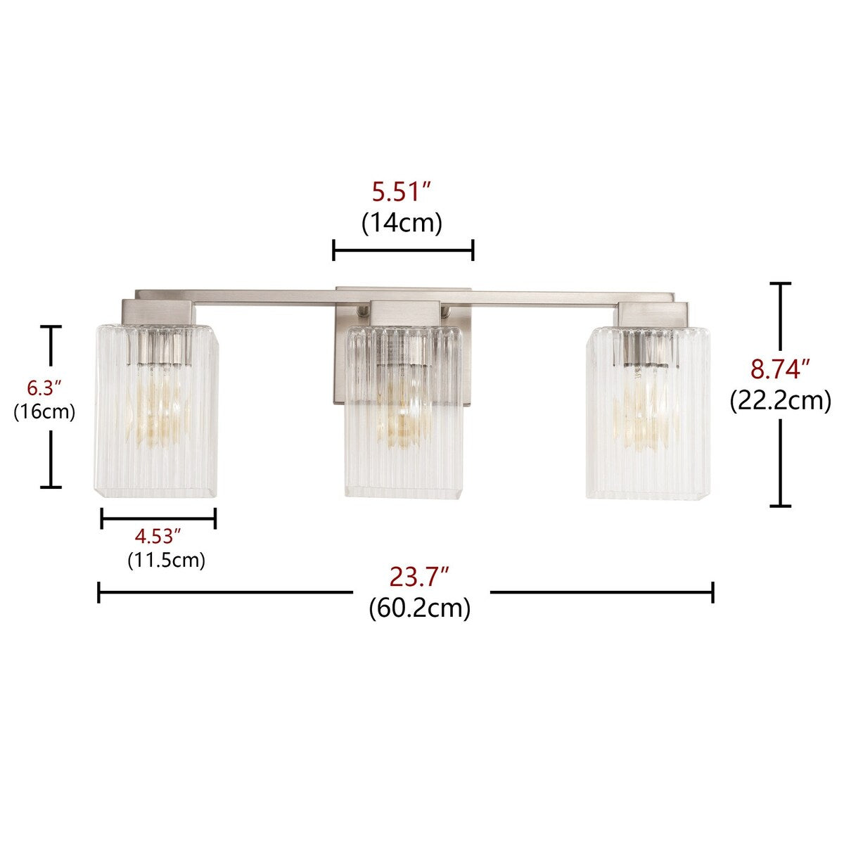 Modern Brushed Nickel 3-Light Up and Down Bathroom Vanity Light