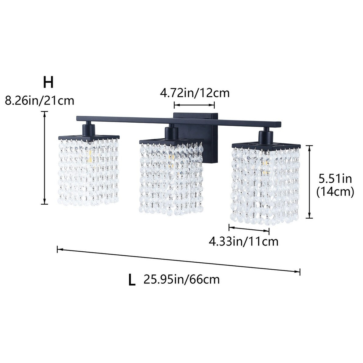 Modern Black Bathroom Vanity Light With Crystal Design