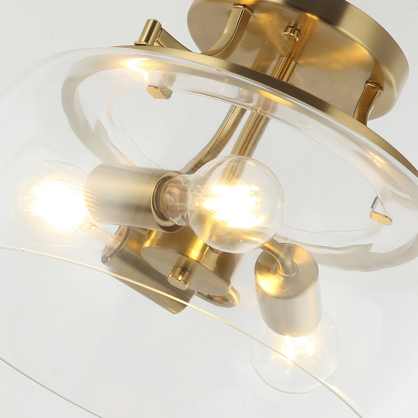 Modern Gold 3-Light Glass Semi Flush Mount Fixture Ceiling Light