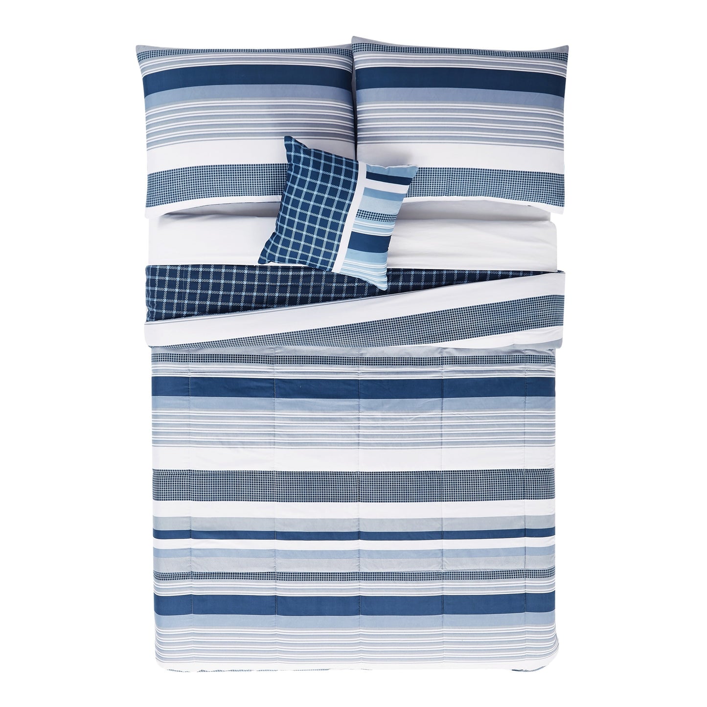 My World Mason Stripe Comforter Set with Bonus Decorative Pillow