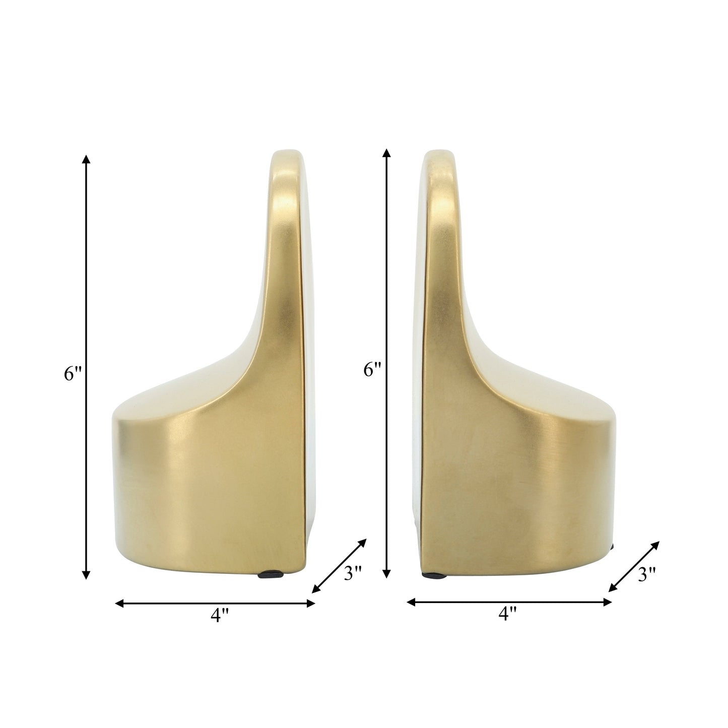Sagebrook Home Modern Glam Set of 2 Ceramic Bookends Contemporary Simple Gold Bookend Set - 4 x 3 x 6