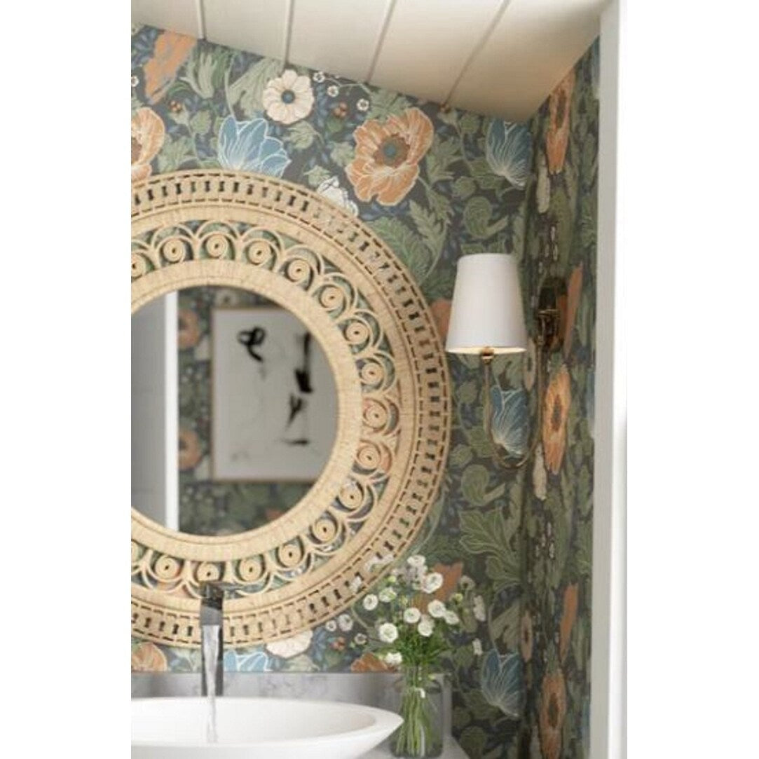 Simple Rustic 1-Light Antique Brass Wall Sconce with Shade