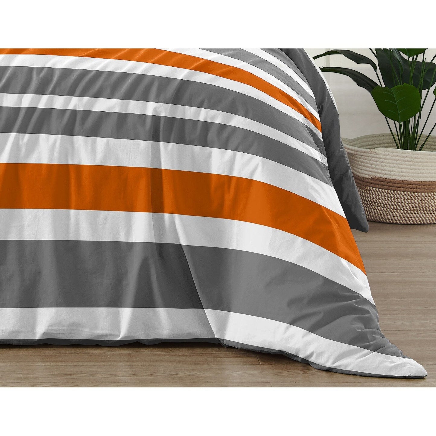 Sweet Jojo Designs Orange and Gray Stripe 2-piece Twin Comforter Set