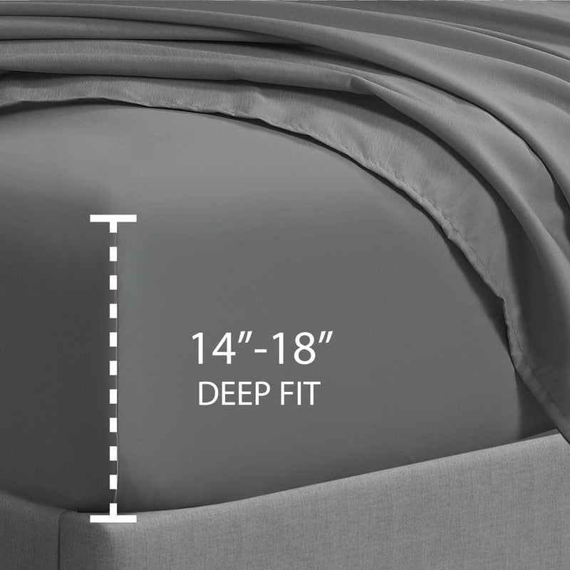 Swift Home Double Brushed Microfiber 16-Inch Deep Pocket Single Fitted Sheet