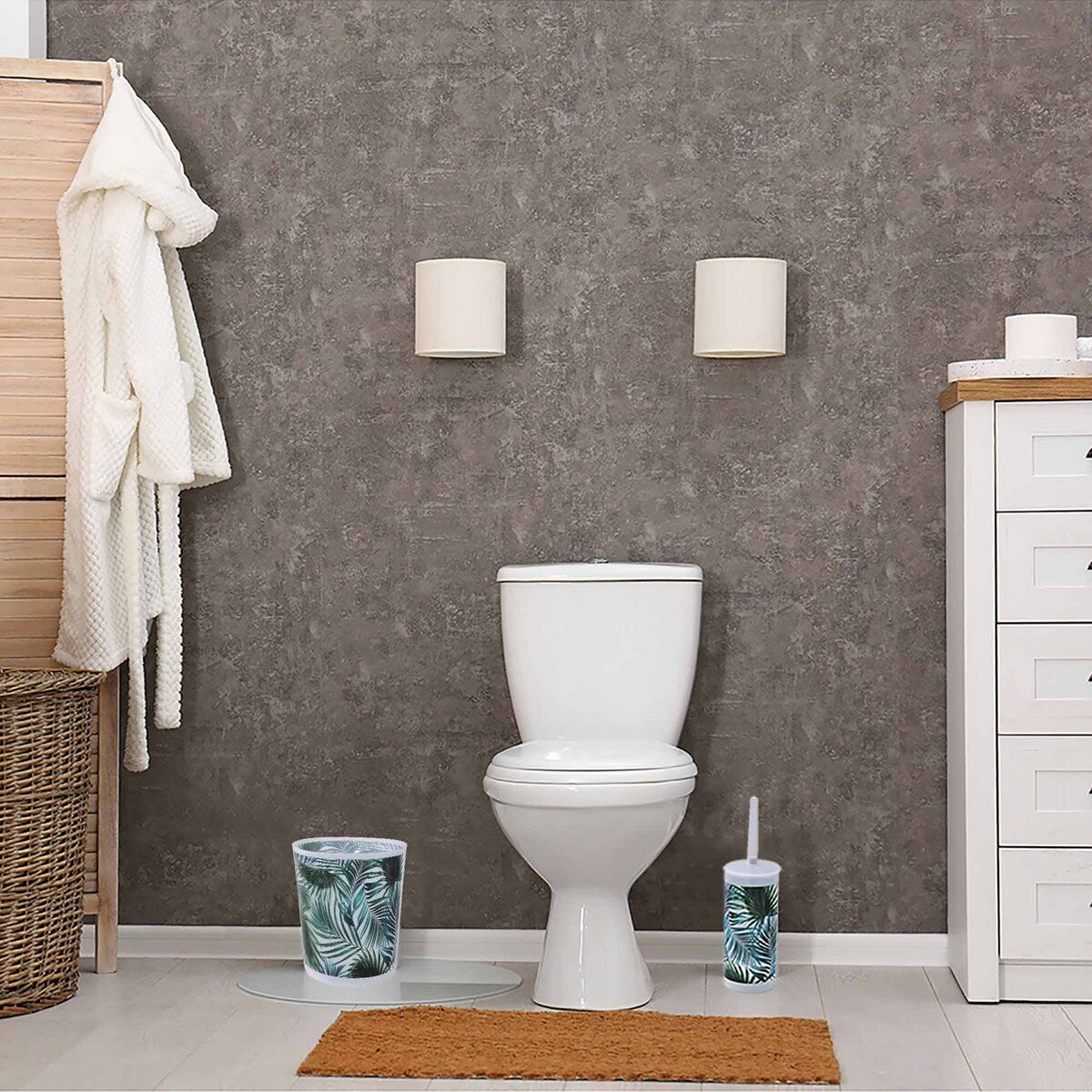 Tropical Print Plastic Trash Can Wastebasket 4.5-liters-1.2-Gal - 9.4 H x 7.8 W x 6.2 L