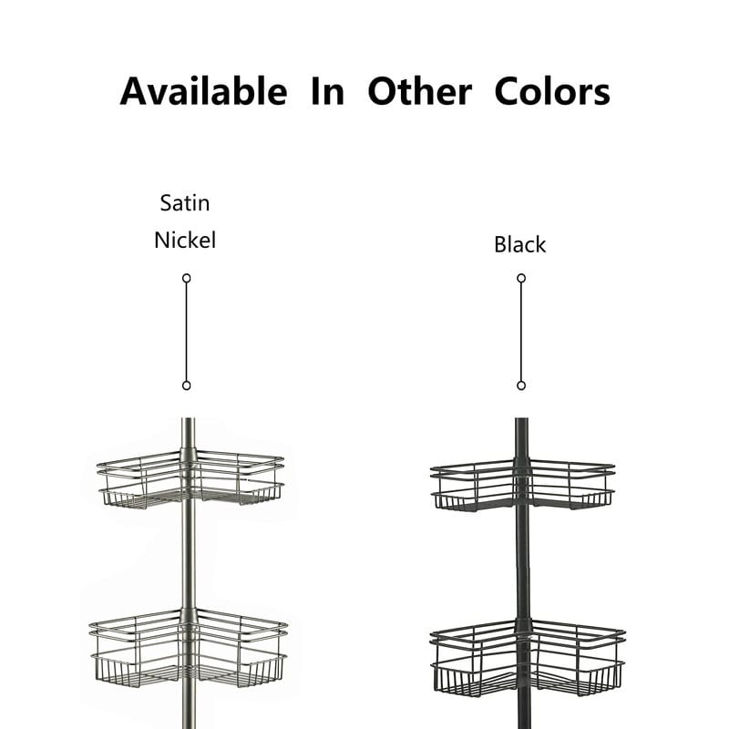 Utopia Alley Rust-Resistant Shower Tension Pole Caddy, 4 Deep Shelves