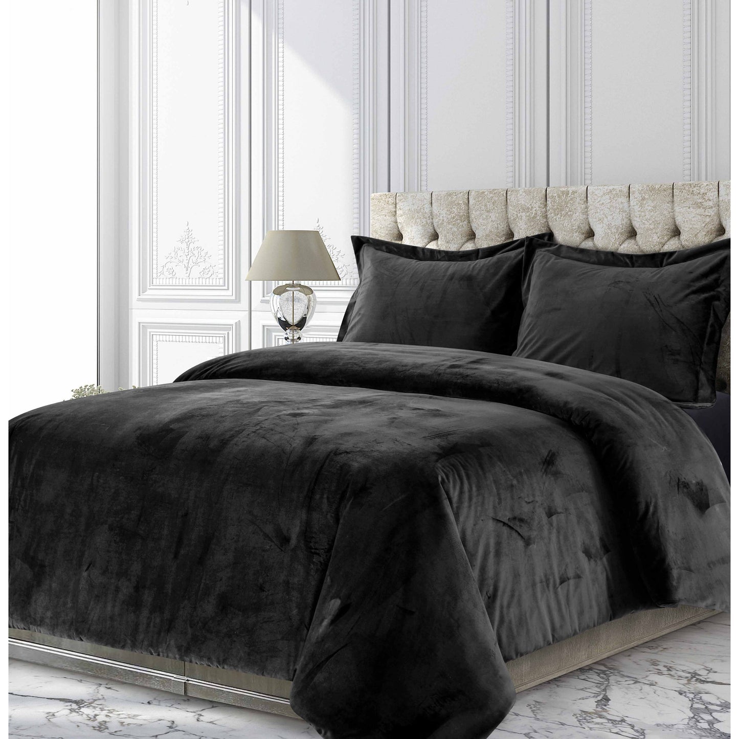 Venice Velvet Oversized Solid Duvet Cover Set