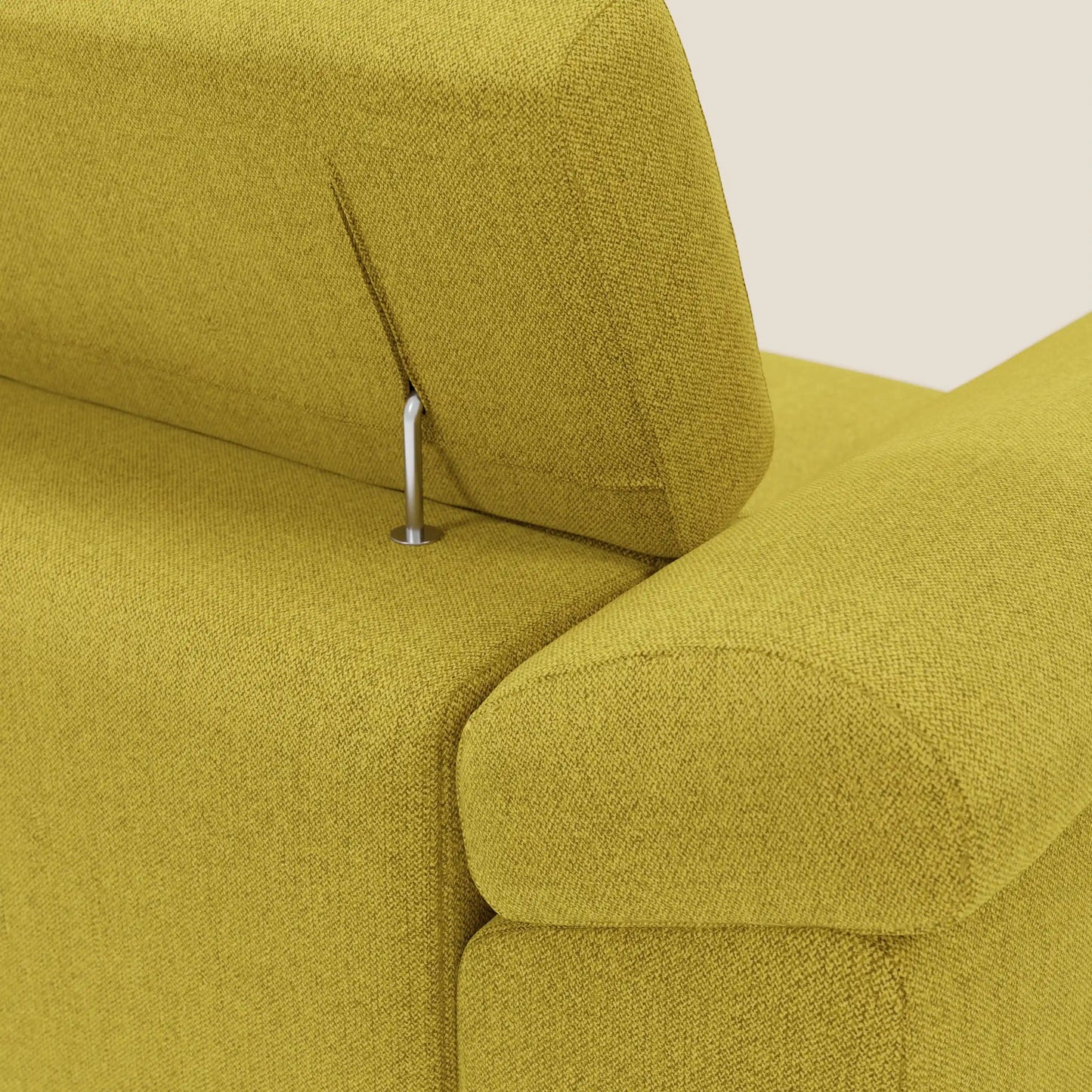 Donatello Divano angolare con sedute scorrevoli braccioli contenitore e poggiatesta in tessuto morbido smacchiabile T23 suola gialla