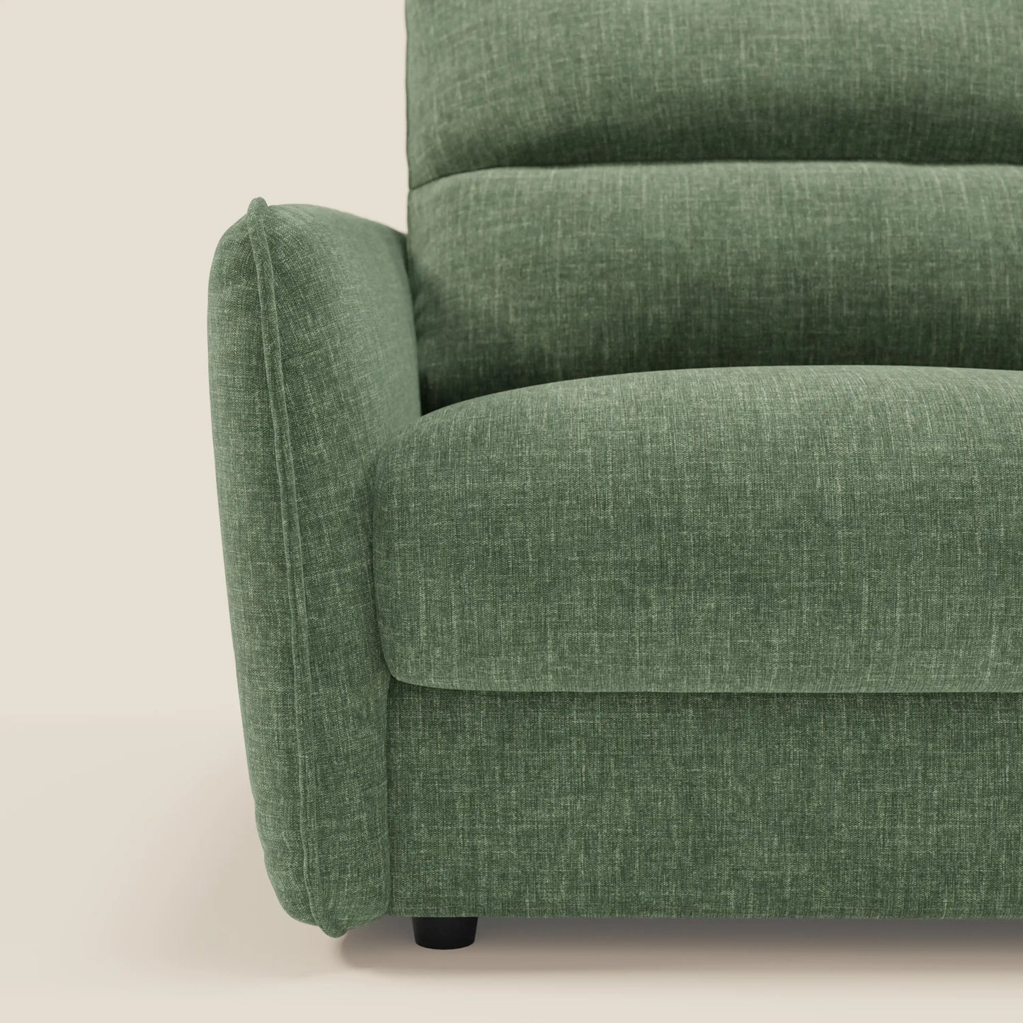 Elios Divano letto con morbidi cuscini spalliera in tessuto smacchiabile T24 verde oliva