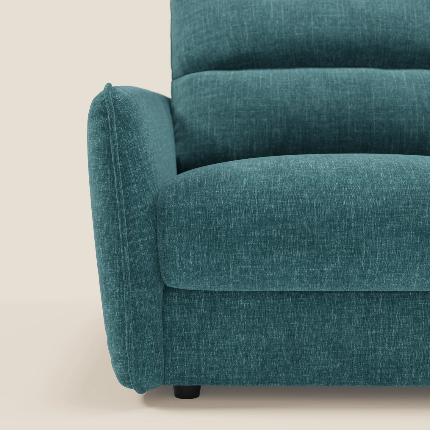 Elios Divano letto con morbidi cuscini spalliera in tessuto smacchiabile T24 petrolio