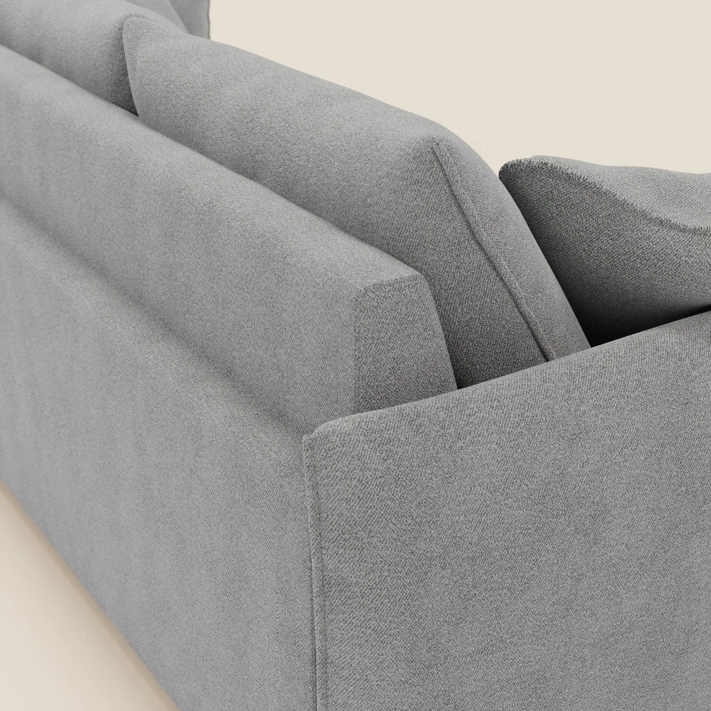 Divano Flexar con 3 sedute allungabili schienale in piuma d'oca in bouclé impermeabile T07 grigio