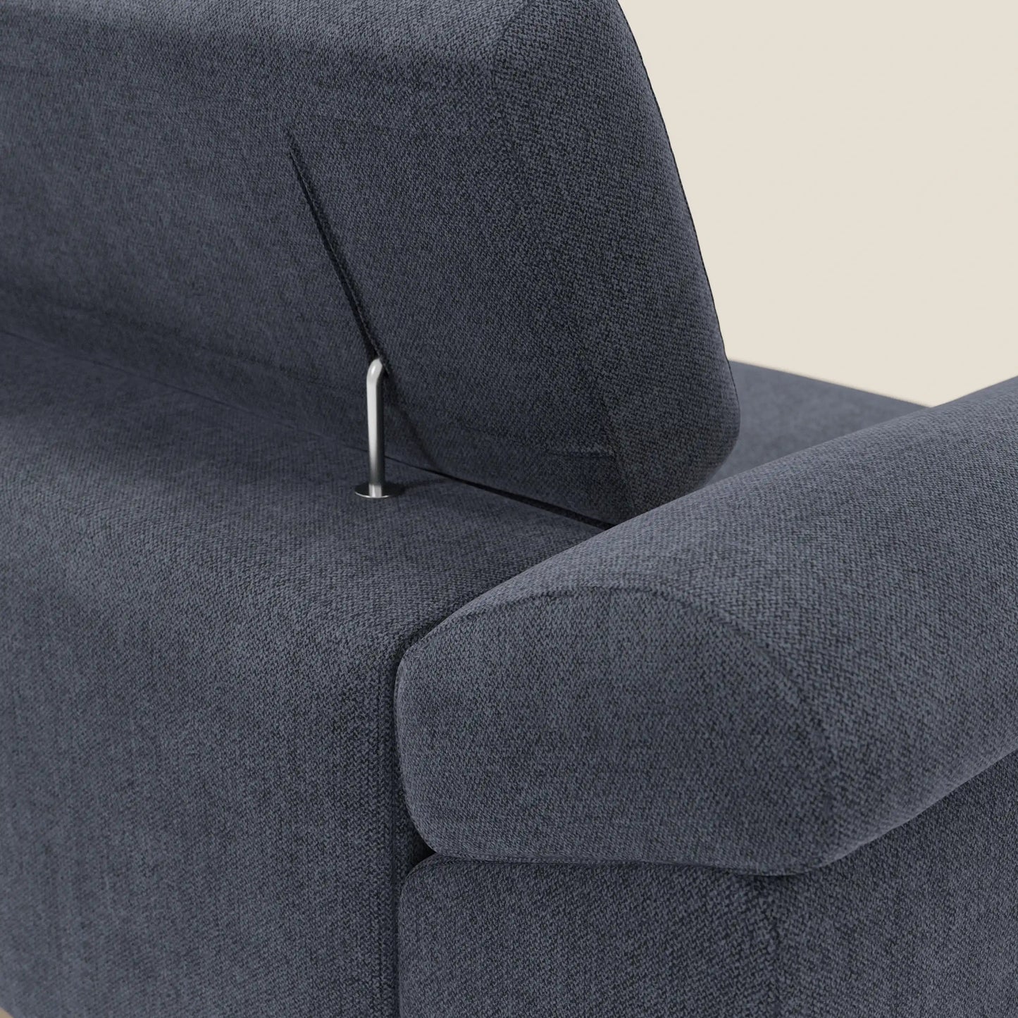 Donatello divano con sedute allungabili braccioli contenitore e poggiatesta reclinabili in tessuto smacchiabile T23 blu ardesia