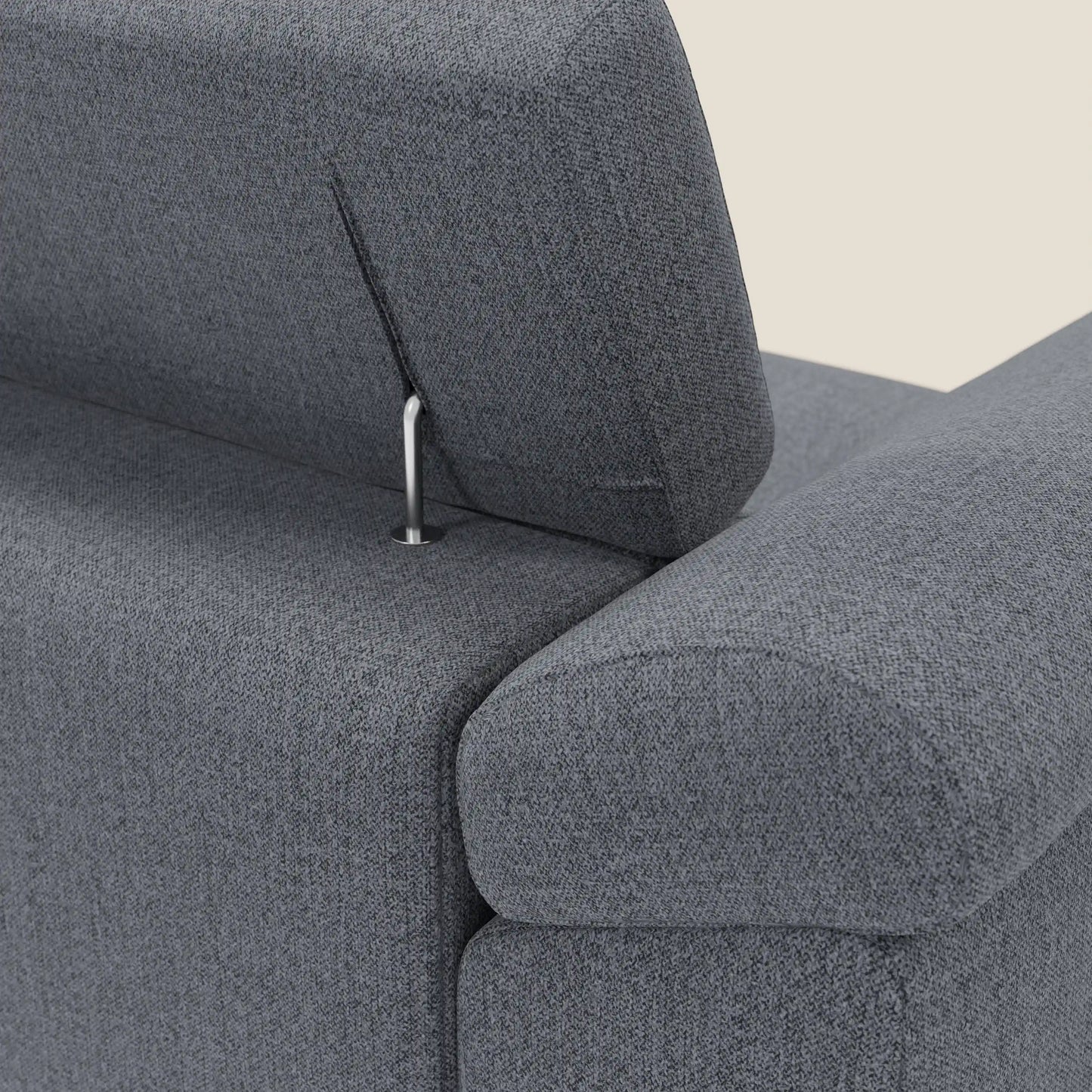 Donatello Divano angolare con sedute scorrevoli braccioli contenitore e poggiatesta in tessuto morbido smacchiabile T23 blu grafite