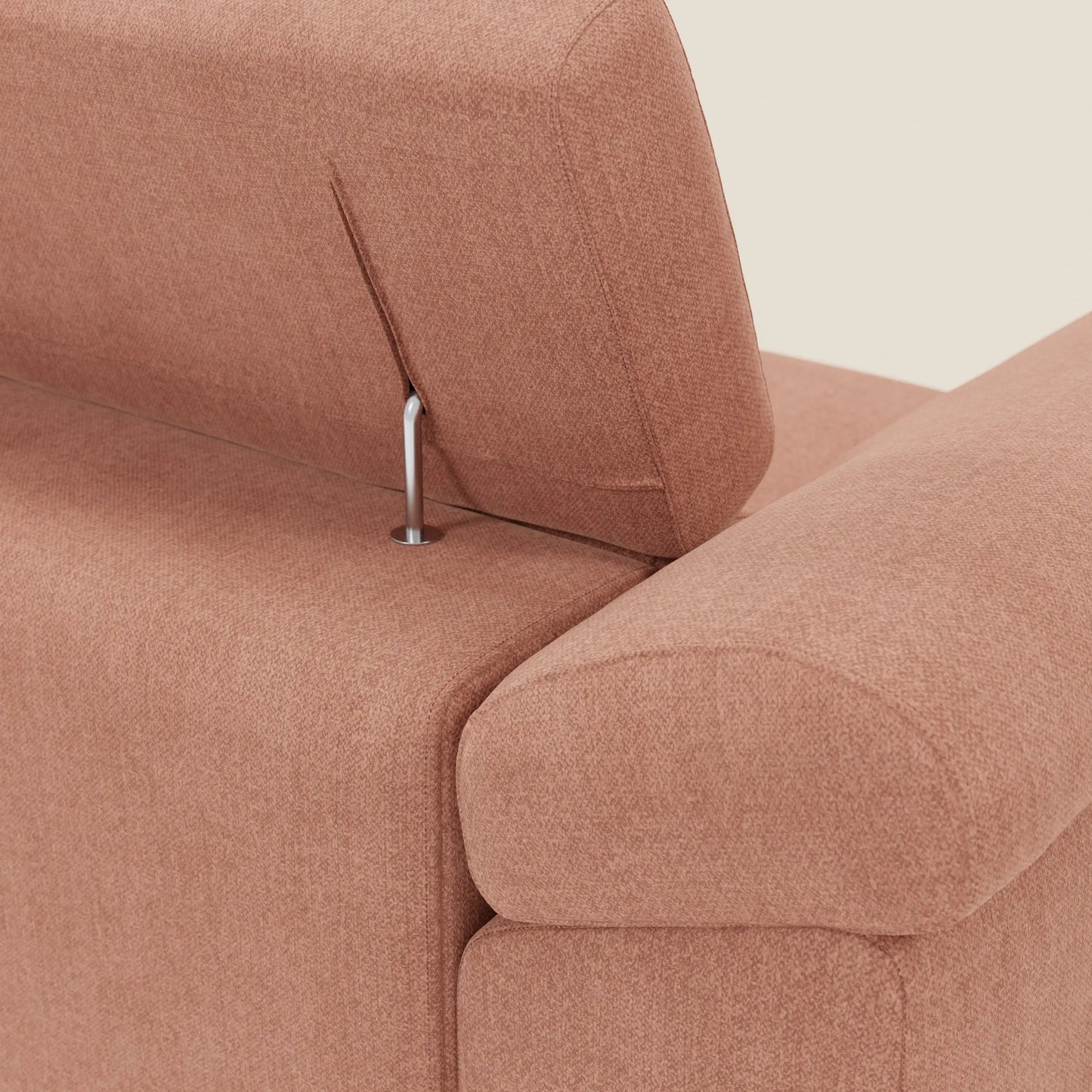 Donatello Divano angolare con sedute scorrevoli braccioli contenitore e poggiatesta in tessuto morbido smacchiabile T23 pesca