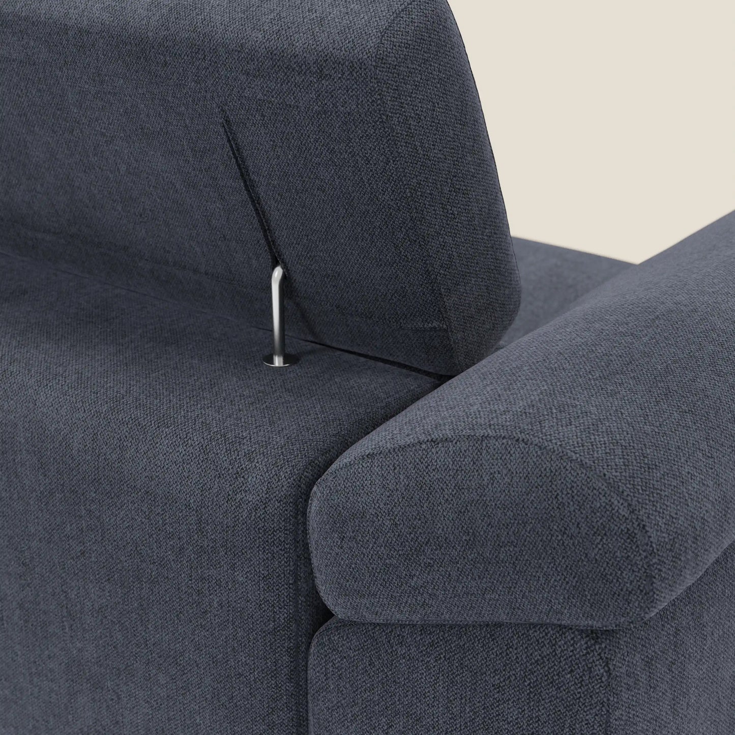 Donatello Divano angolare con sedute scorrevoli braccioli contenitore e poggiatesta in tessuto morbido smacchiabile T23 blu ardesia