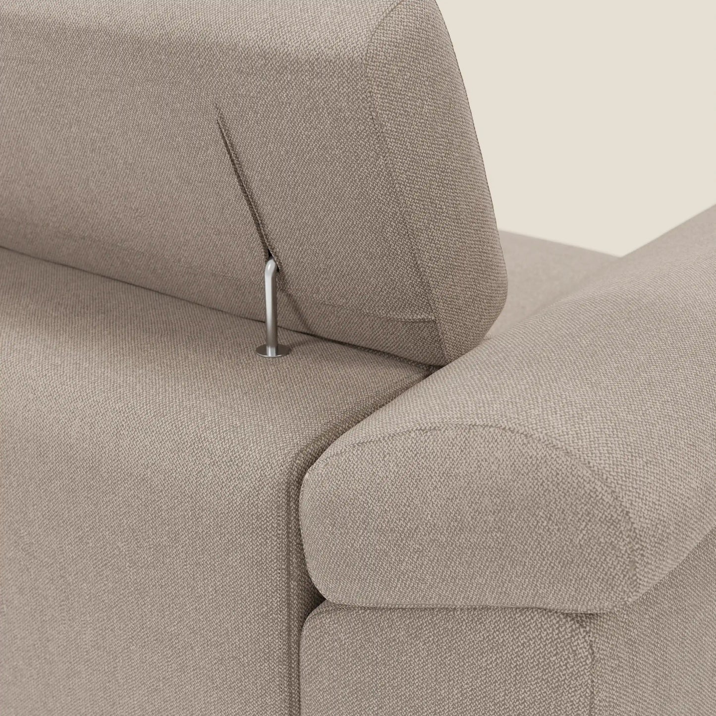 Donatello Divano angolare con sedute scorrevoli braccioli contenitore e poggiatesta in tessuto morbido smacchiabile T23 tortora