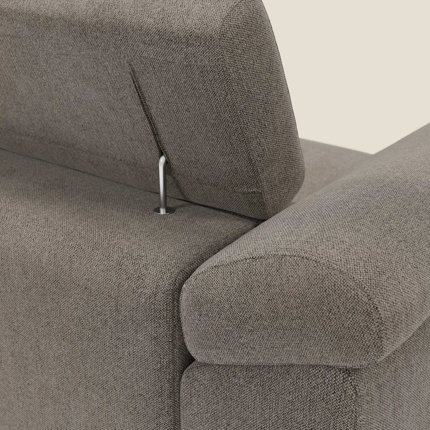 Donatello Divano angolare con sedute scorrevoli braccioli contenitore e poggiatesta in tessuto morbido smacchiabile T23 talpa