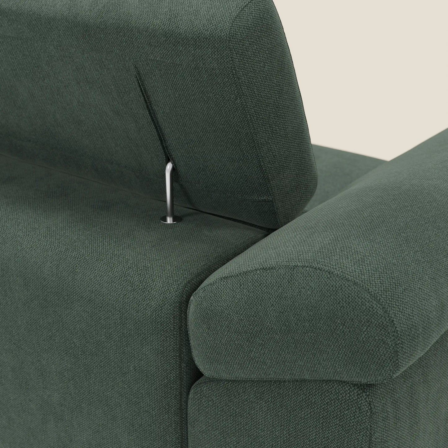 Donatello Divano angolare con sedute scorrevoli braccioli contenitore e poggiatesta in tessuto morbido smacchiabile T23 verde