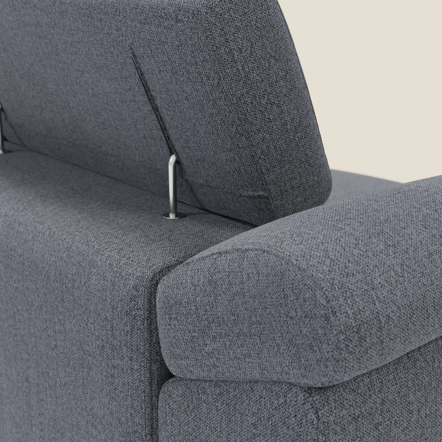 Donatello divano con 3 sedute allungabili braccioli contenitore e poggiatesta reclinabili in tessuto smacchiabile T23 blu grafite