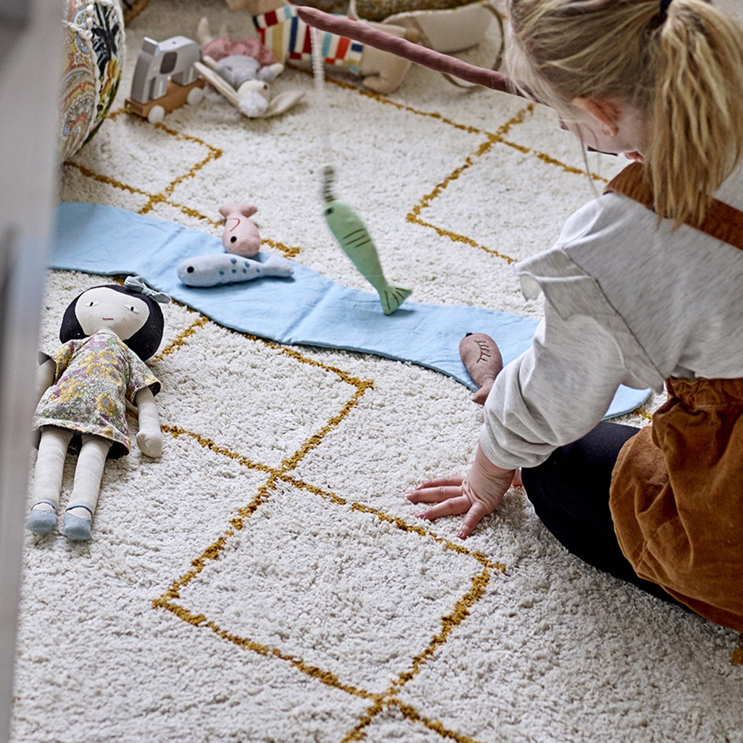 Huso tappeto a fantasia geometrica in cotone 200x140 cm