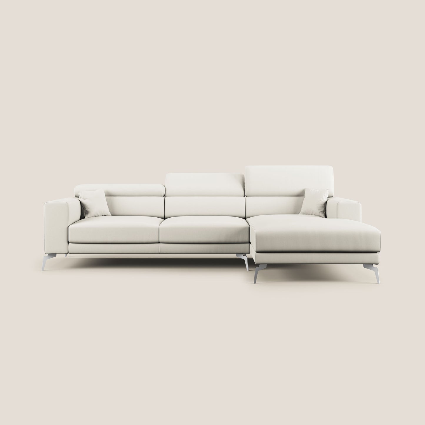 Blade Divano moderno angolare con poggiatesta reclinabili in Ecopelle T04 bianco