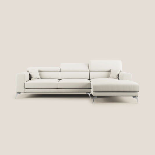 Blade Divano moderno angolare con poggiatesta reclinabili in Ecopelle T04 bianco