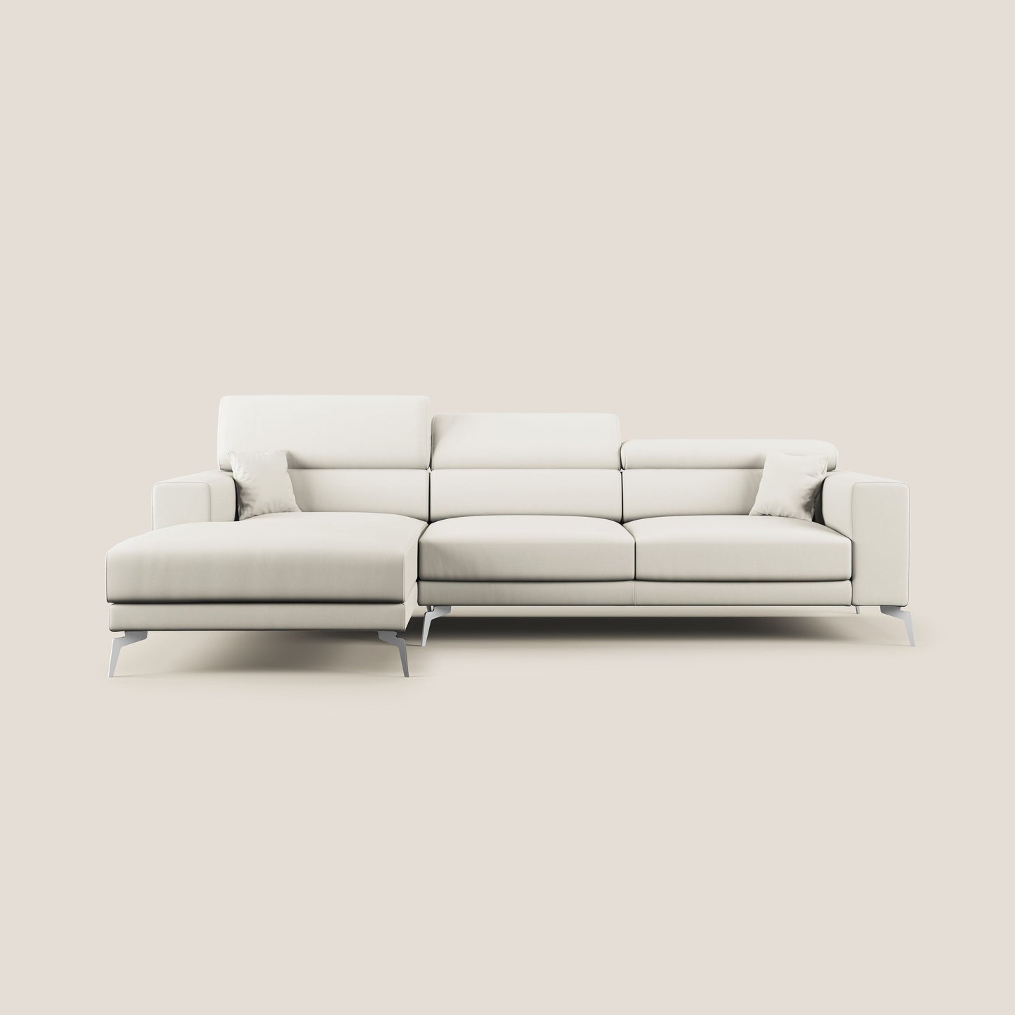 Blade Divano moderno angolare con poggiatesta reclinabili in Ecopelle T04 bianco