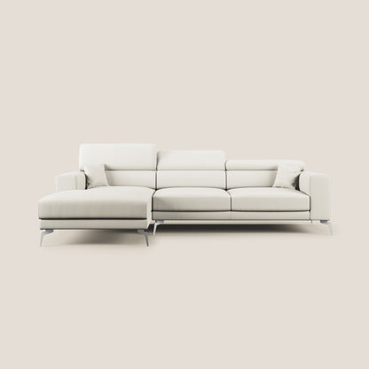 Blade Divano moderno angolare con poggiatesta reclinabili in Ecopelle T04 bianco